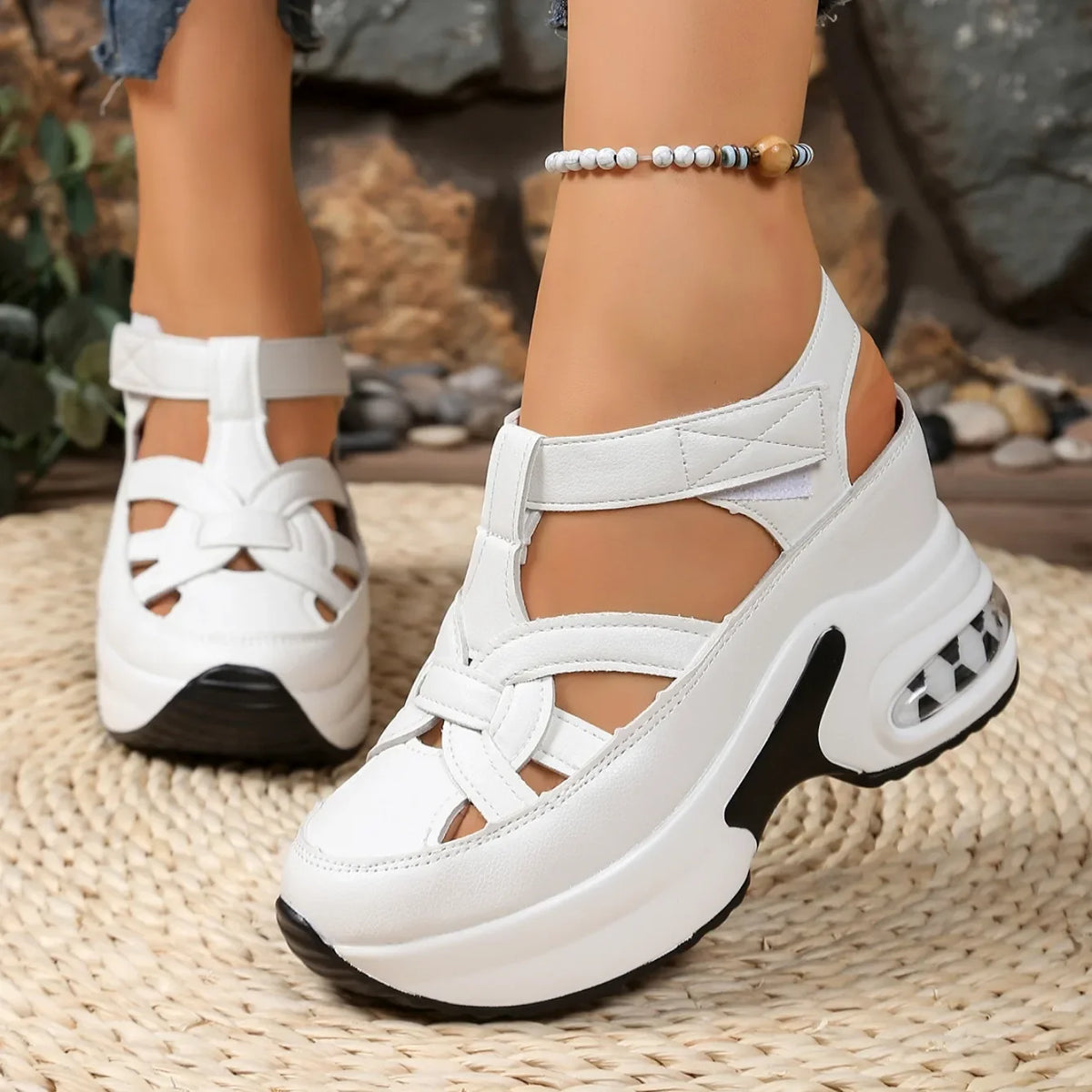 Women’s breathable platform wedge sandals with comfortable strap design