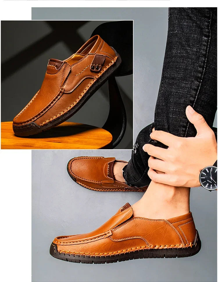 Stylish men’s slip-on loafers with leather upper and modern look