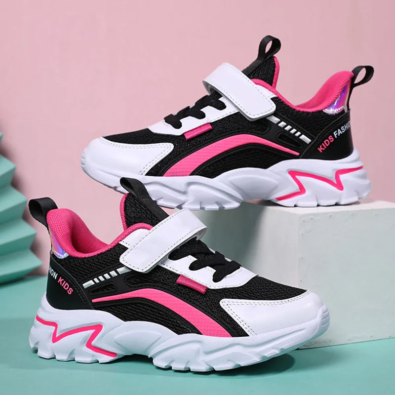 Kids sports sneakers with lightweight mesh construction and durable sole