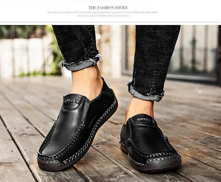 Comfortable men’s leather shoes with classic loafer silhouette