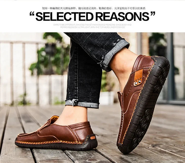 Men’s leather dress loafers with supportive sole and cushioned comfort
