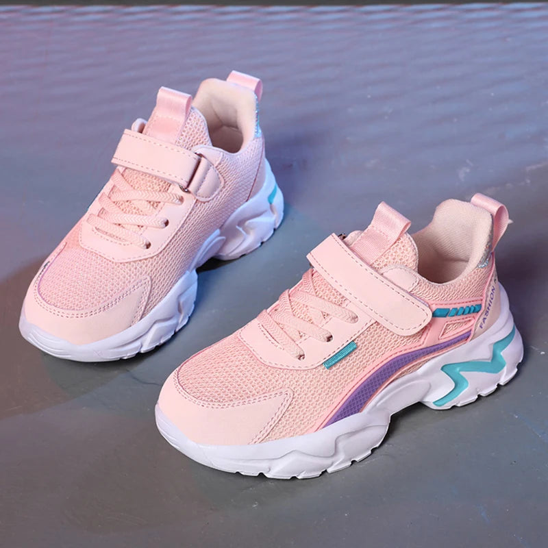 Kids mesh walking sneakers with lightweight feel and breathable comfort
