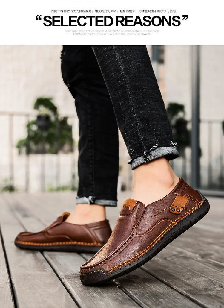 Men’s leather loafers combining comfort, durability, and elegance