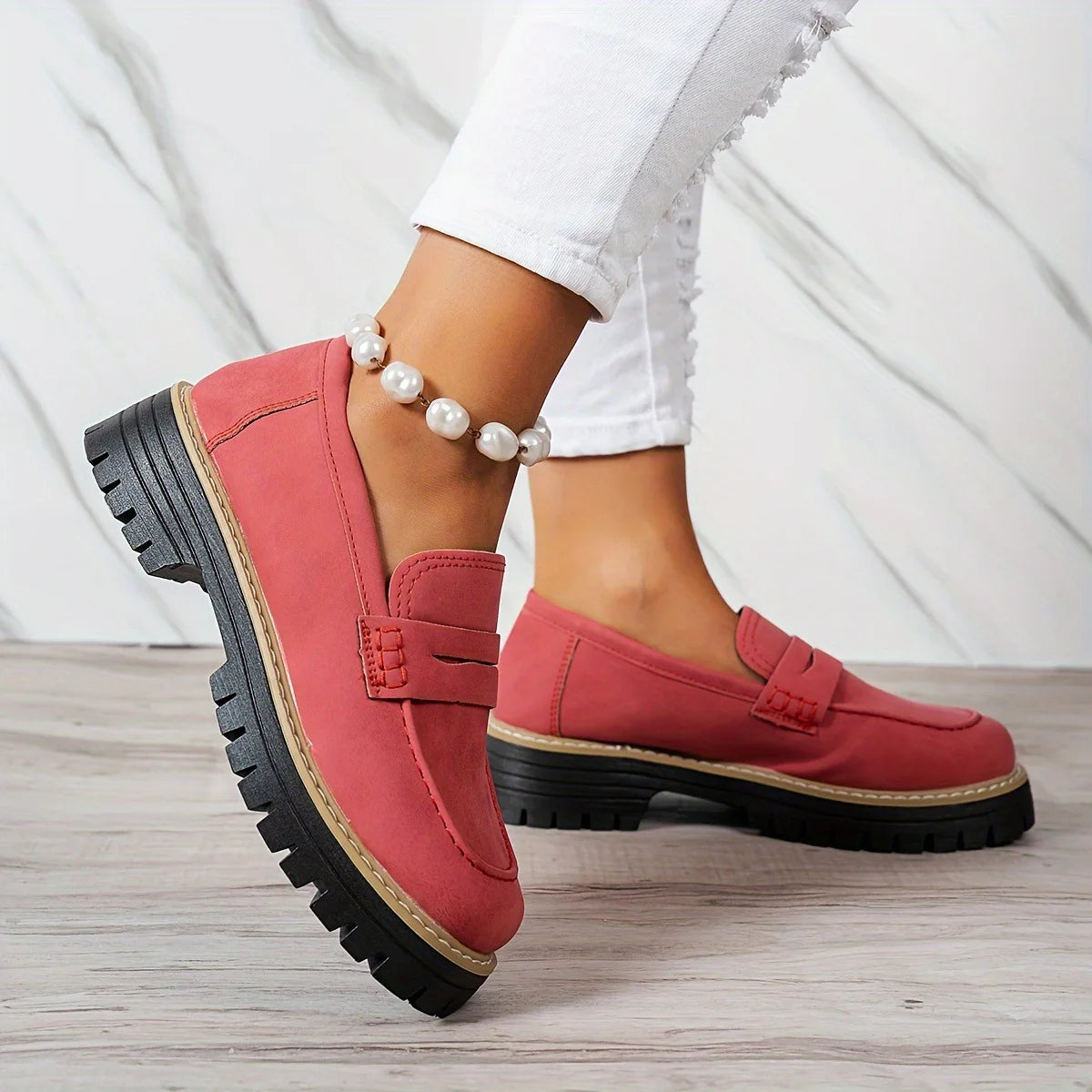 Women’s vintage-style loafers with durable sole and elegant finish