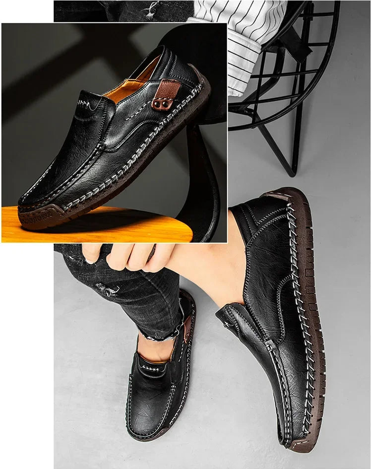 Fashion men’s leather loafers with sleek design for modern styling