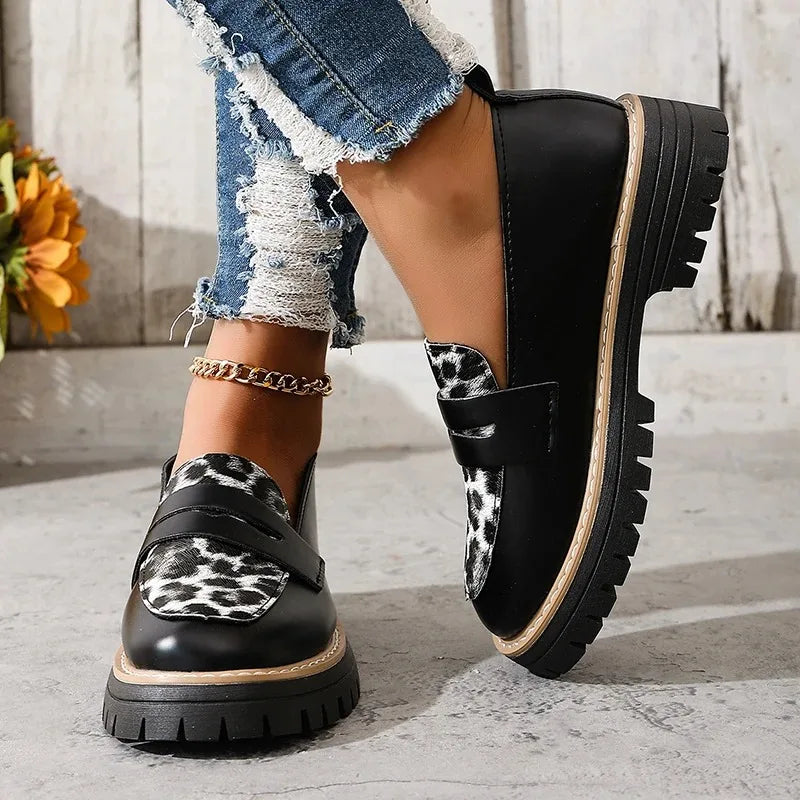 Fashionable women’s leopard loafers for modern streetwear and casual style