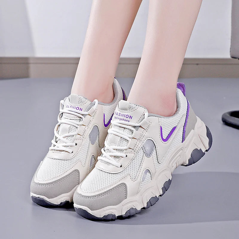 Comfortable women’s mesh running sneakers with flexible and supportive fit