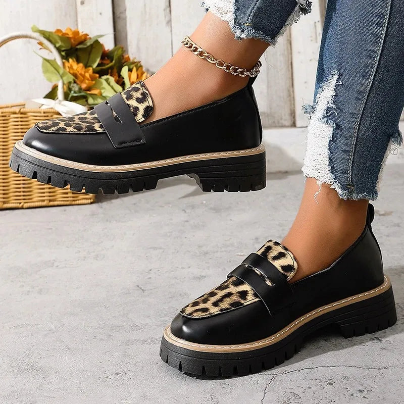 Women’s leopard loafers with classic silhouette and fashionable pattern