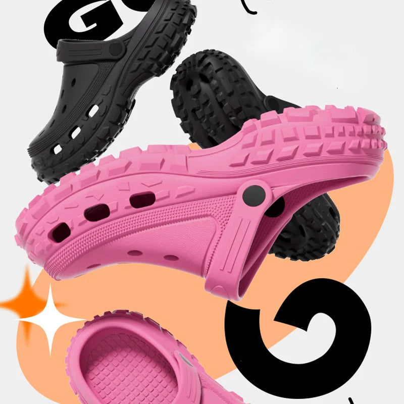 Fashionable women's beach sandals featuring elevated platform sole design