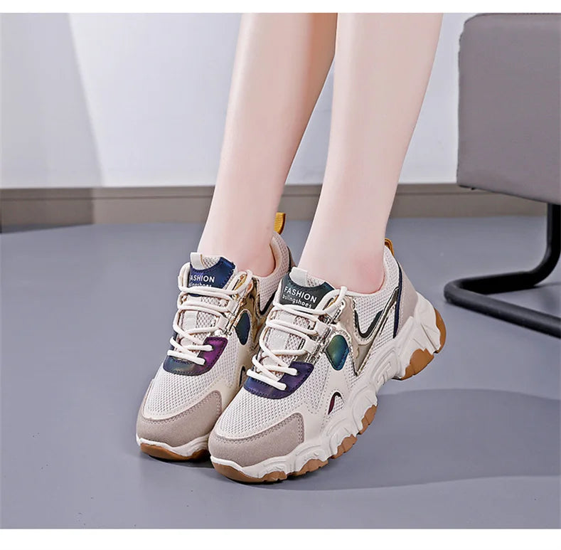 Women’s casual athletic sneakers featuring breathable mesh and flexible comfort