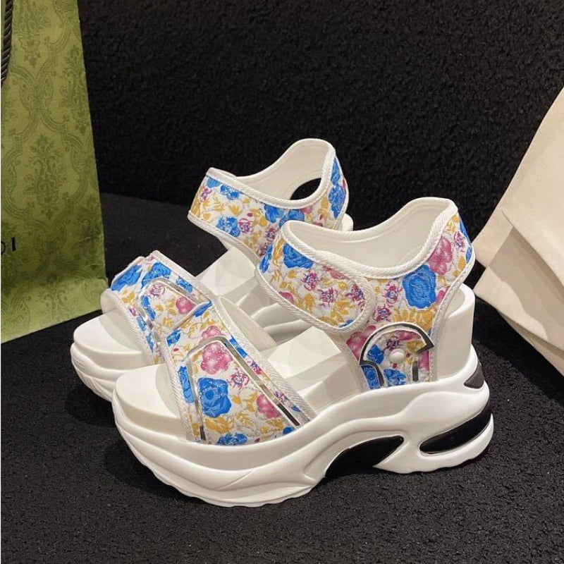 Women’s platform sandals with peep-toe design and comfortable footbed