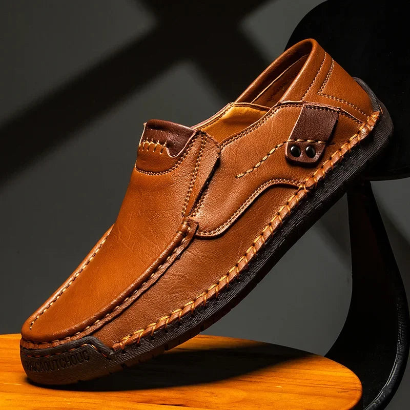 Comfortable men’s leather loafers for travel, office, and casual use