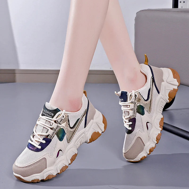 Stylish women’s mesh sneakers featuring breathable upper and cushioned sole
