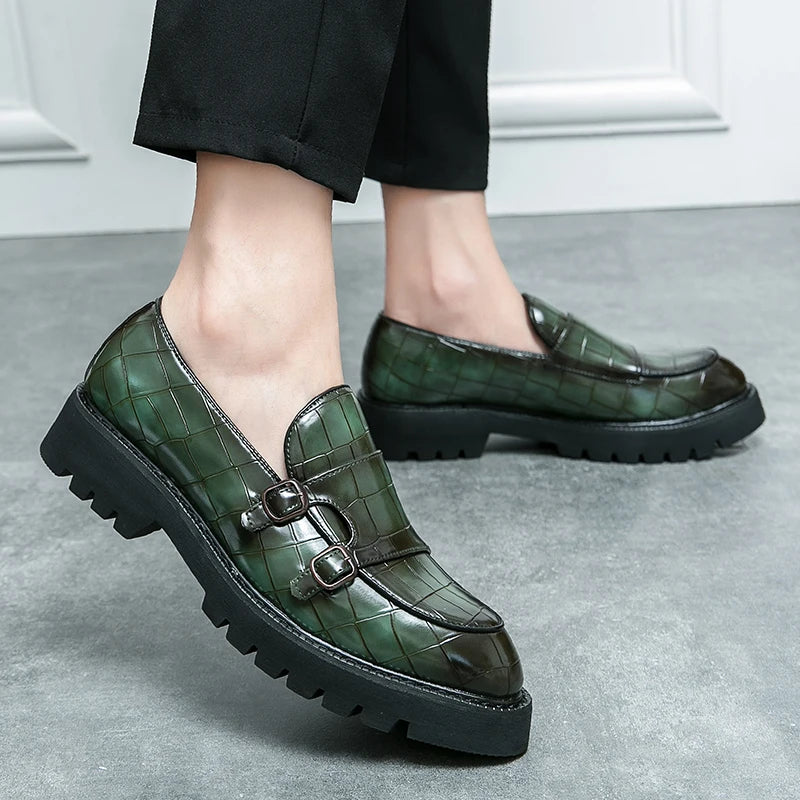Trendy men’s slip-on loafers with thick platform sole for added height