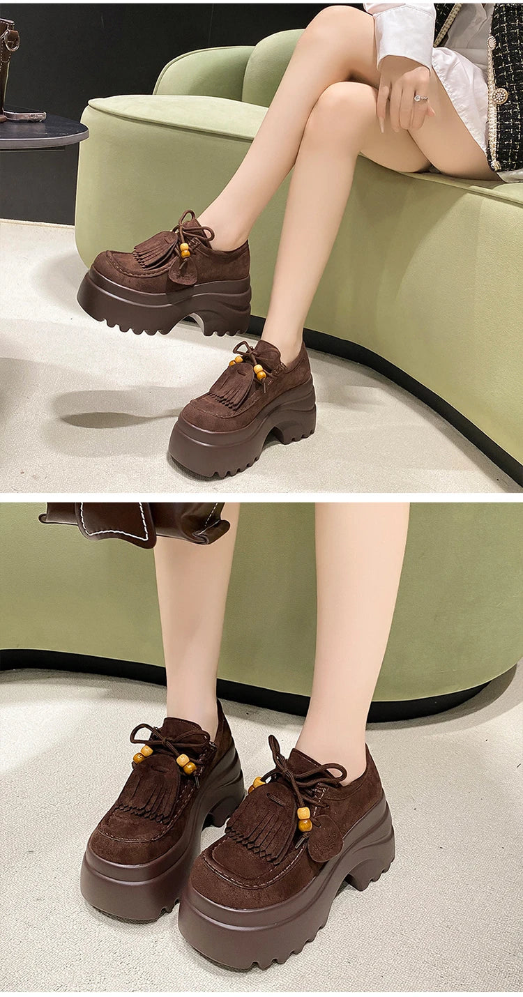 Trendy women’s slip-on loafers with chunky platform base