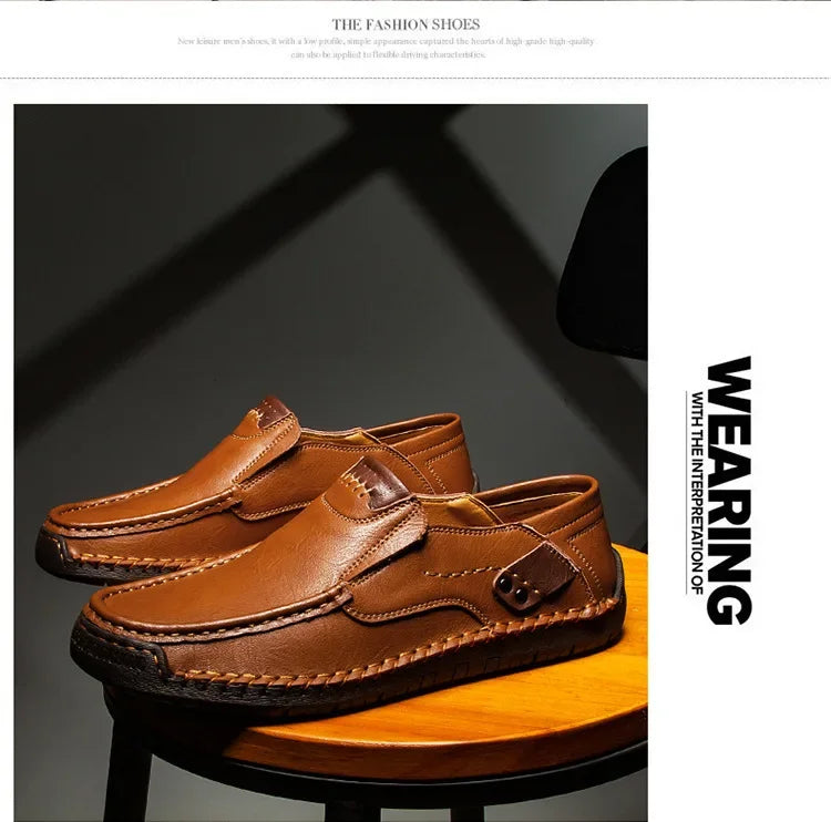 Men’s casual leather loafers with soft lining and supportive footbed