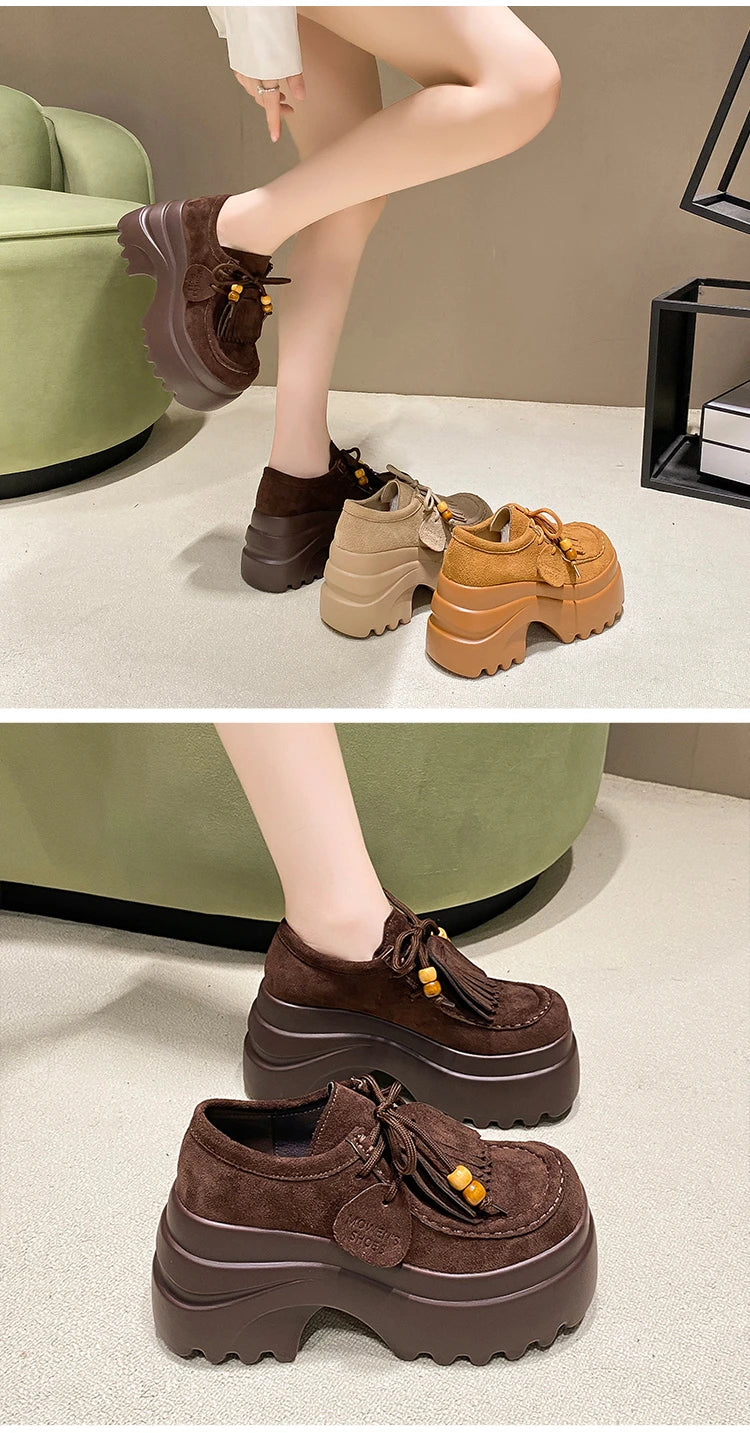 Women’s casual loafers featuring platform sole and elegant styling