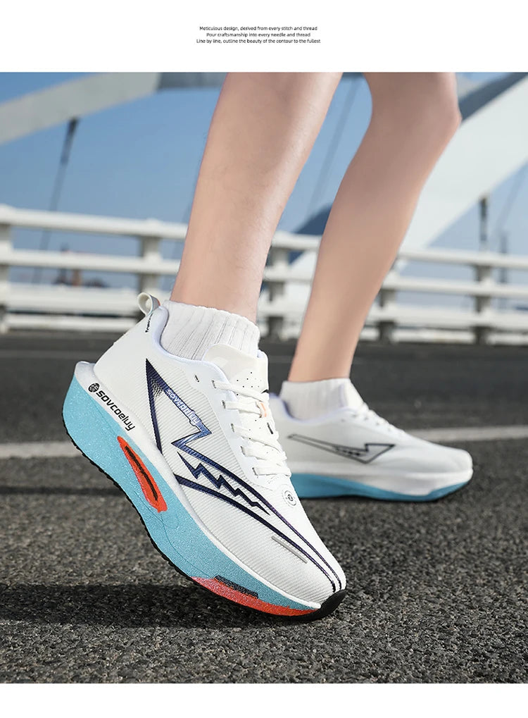 Athletic running sneakers with shock-absorbing comfort and stability